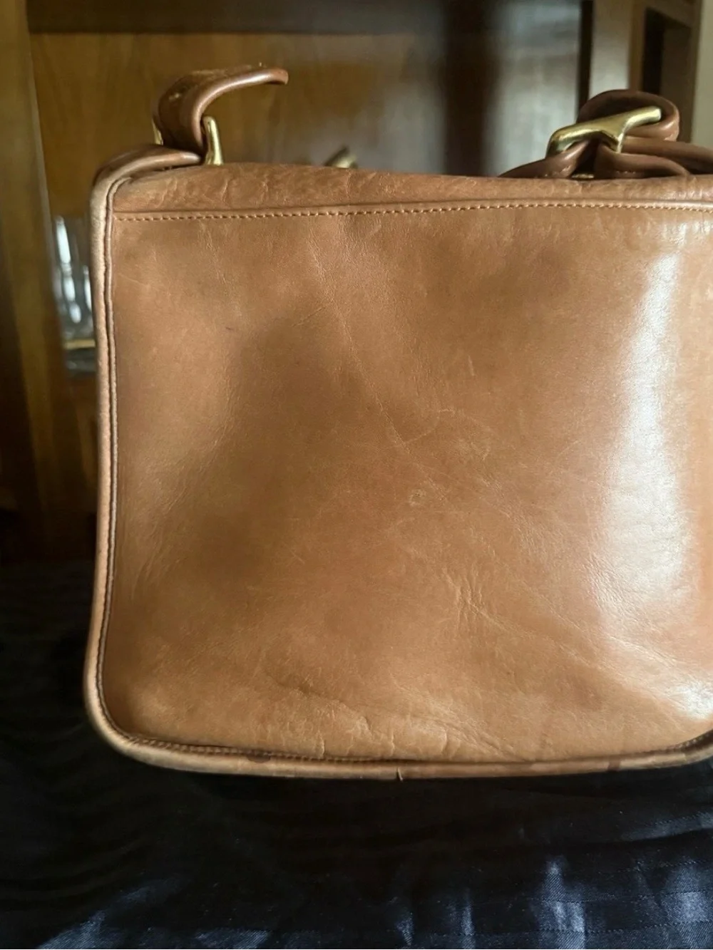 Coach Tan Leather Turn-Lock Crossbody Bag